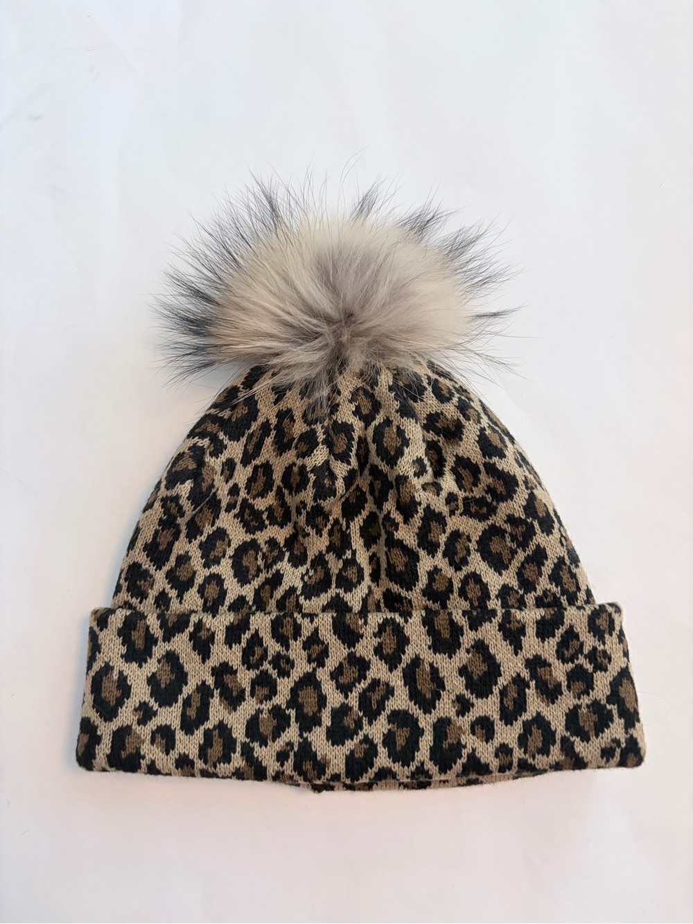 Mitchie’s Matchings Leopard Print Pom Knit Hat NWT Camel